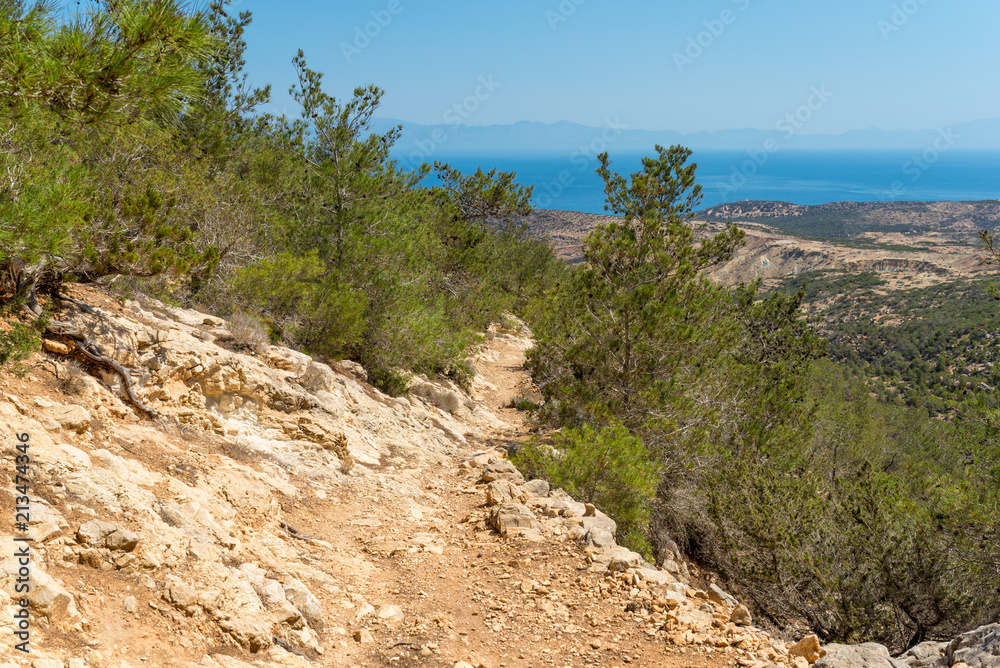 Hiking trail to the Potamos beach on the northwest coast of Gavdos