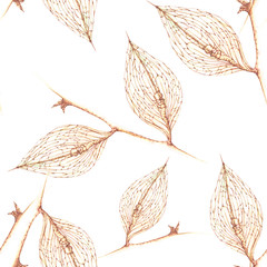 Sierkussen Bladnerven patronen Aquarel droge herfstbladeren patroon  © Shelley