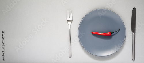 Canvas Print One cayenne or chili pepper on a plate