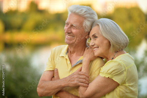 Loving senior couple posing