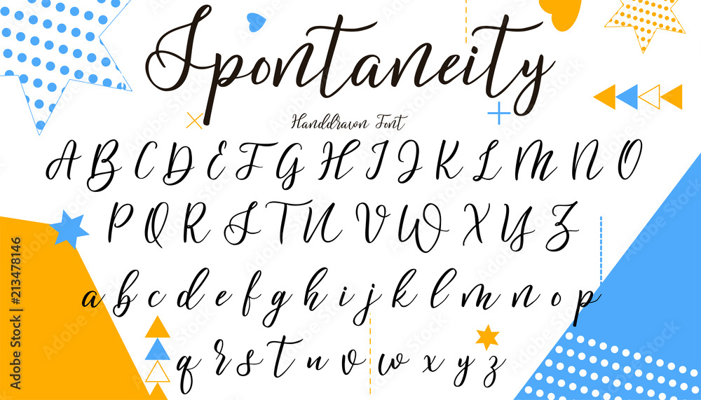 Handwritten calligraphy font. Vector alphabet. Hand drawn letters Stock ...