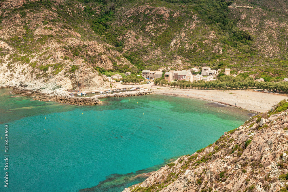 Obraz premium Turquoise Mediterranean and beach at Marine de Giottani in Corsica