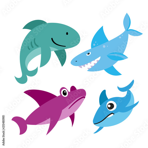 sharks vector collection design