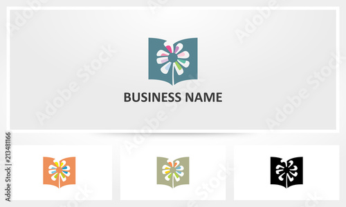 Book Flower Bloom Logo
