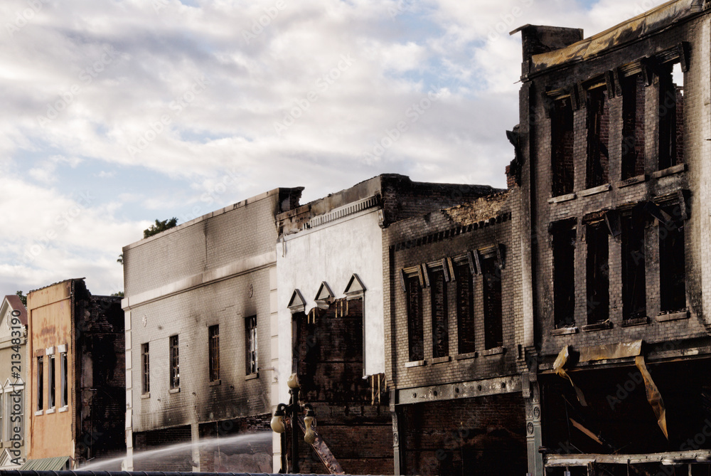 Fire Destroyed Burnt Buildings in Downtown Georgetown SC