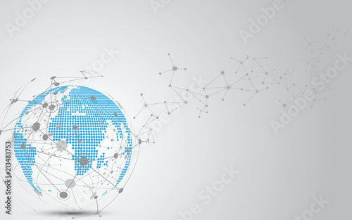 Global network connection World map abstract technology background global business innovation concept