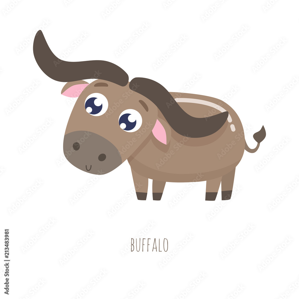 Cute buffalo vector illustration. Flat design. Cute buffalo vector illustration. Flat design.
