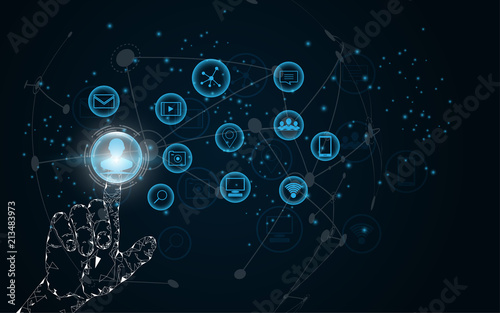 Hand touch selection,touch the future abstract technology innovation concept
