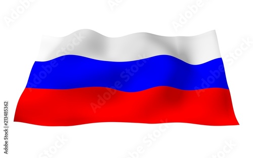 Waving flag of the Russian Federation. The National. State symbol of the Russia. 3D illustration