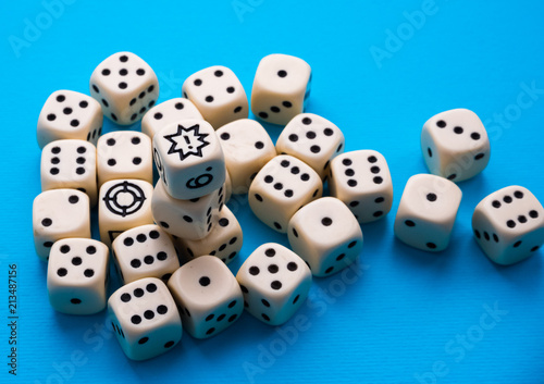 dice on a blue background