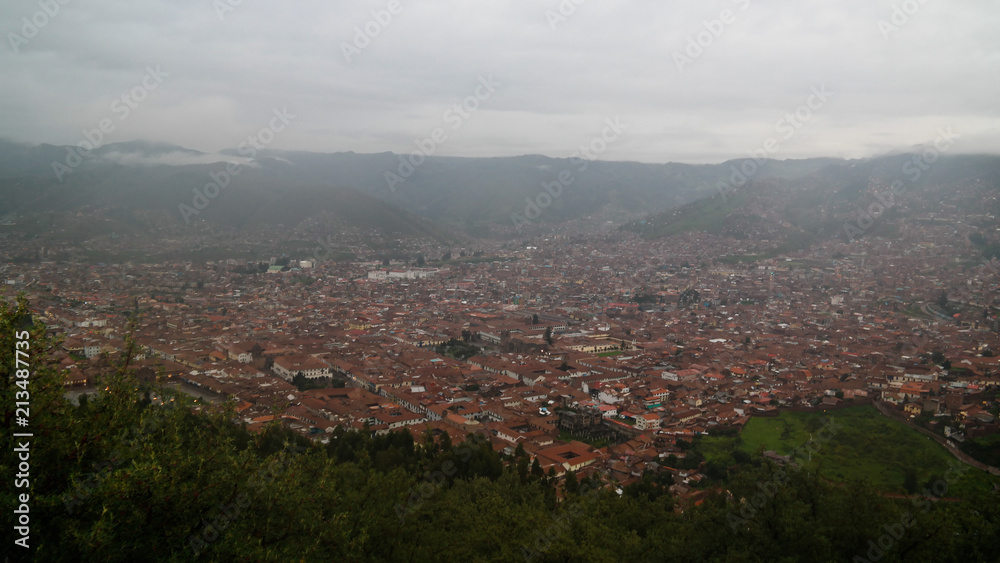 Aerial panoramic view to Cuzco, Peru