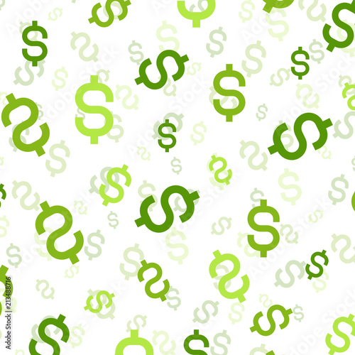 Money silhouette. Wallpaper and fabric design and decor. Vector illustration. Pattern of colorful Dolar on White Background.