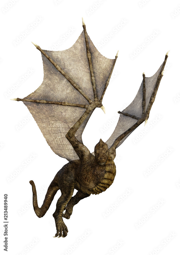 Obraz premium 3D Fantasy Fantasy Dragon na białym tle