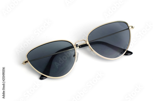 sunglasses cat's eye in metal frame isolated on white