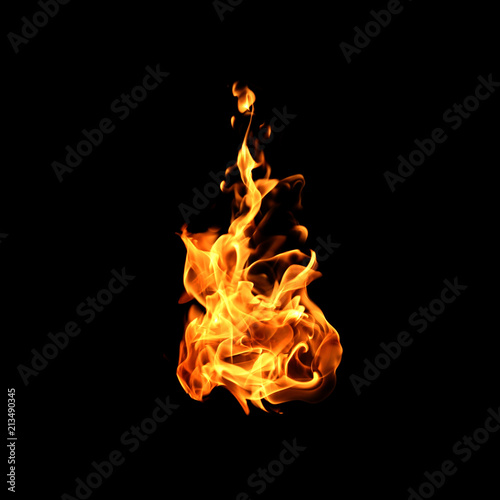 Tablou canvas Fire flames on black background.
