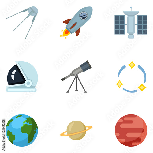 Vector Set of Color Space Icons. Astronomy Symbols.