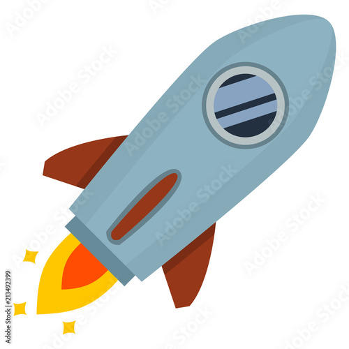 Vector Color Flat Icon - Flying Space Rocket