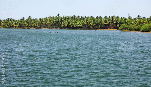 Sea Ocean And Blue Sky, Palms in India  Background for design photo