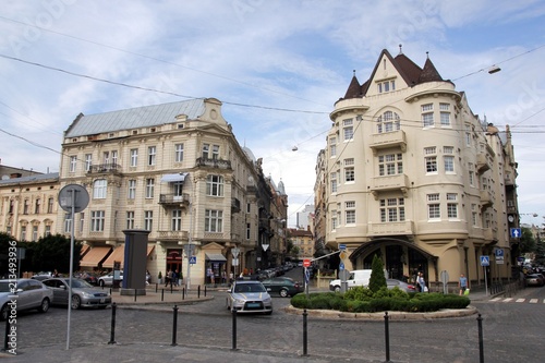 Historic elegant hotels and restaurants in the center of Lviv, Ukraine