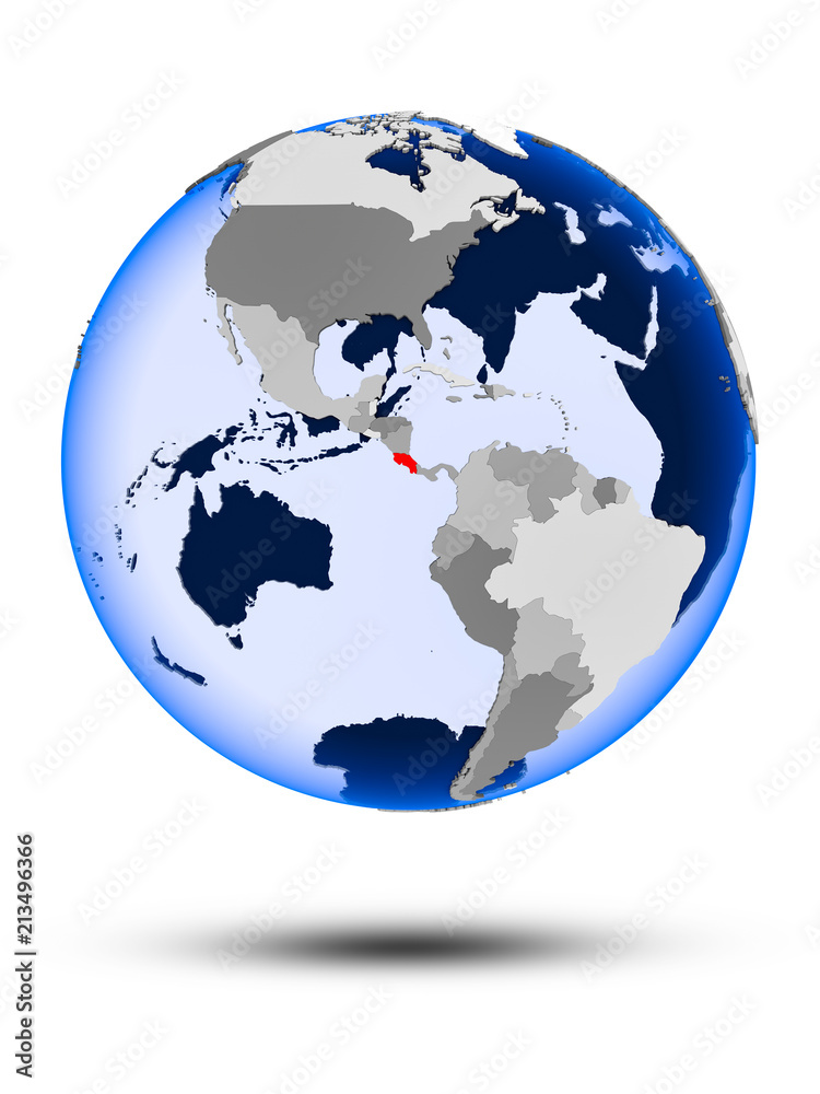 Naklejka premium Costa Rica on globe