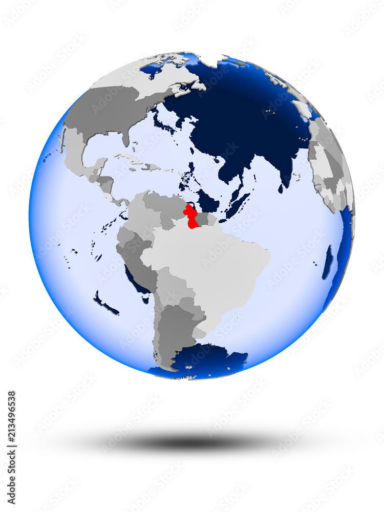 Guyana on globe Guyana on globe
