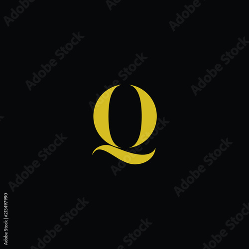 Simple Luxury Letter Q Initial With Gold and Black color logo