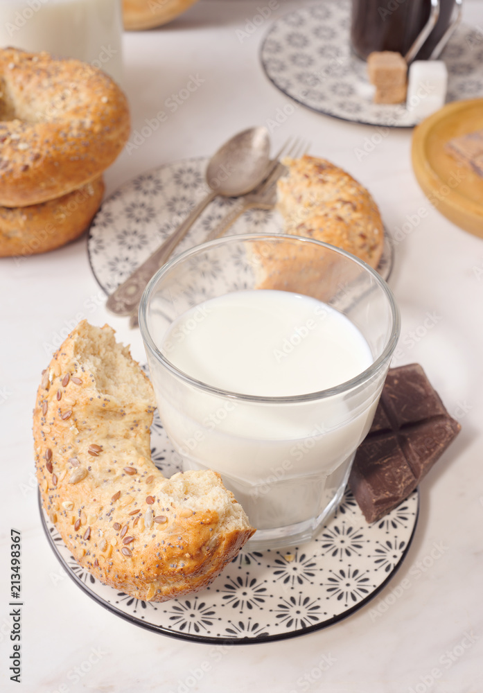 classic rustic breakfast on marble stone classic rustic breakfast on marble stone