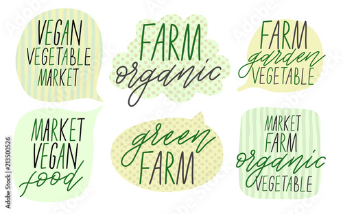 Vector Speech Bubbles Boxes set. Text in the frame for the farm vegetable. Artistic label, badge, poster.
