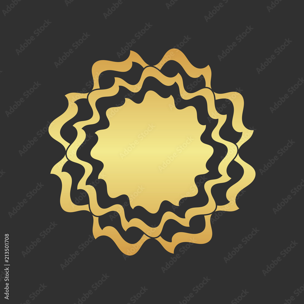 Abstract golden frame. Luxury gold ornamental element. 