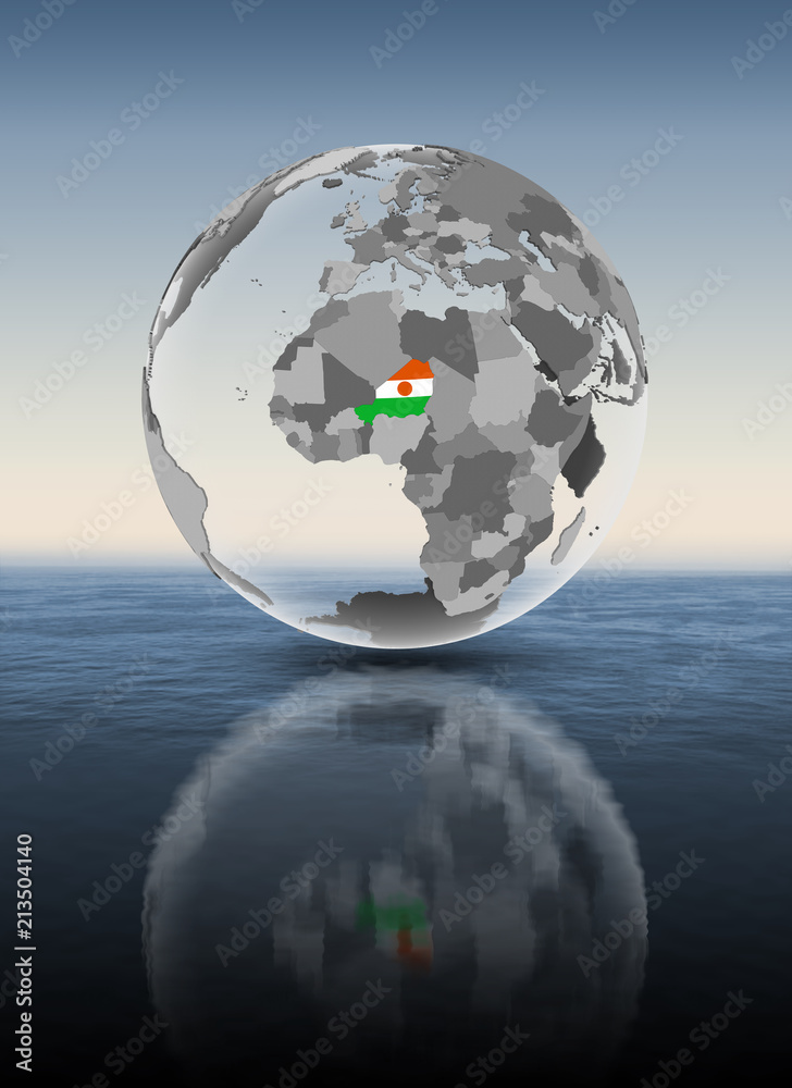 Fototapeta premium Niger on translucent globe above water