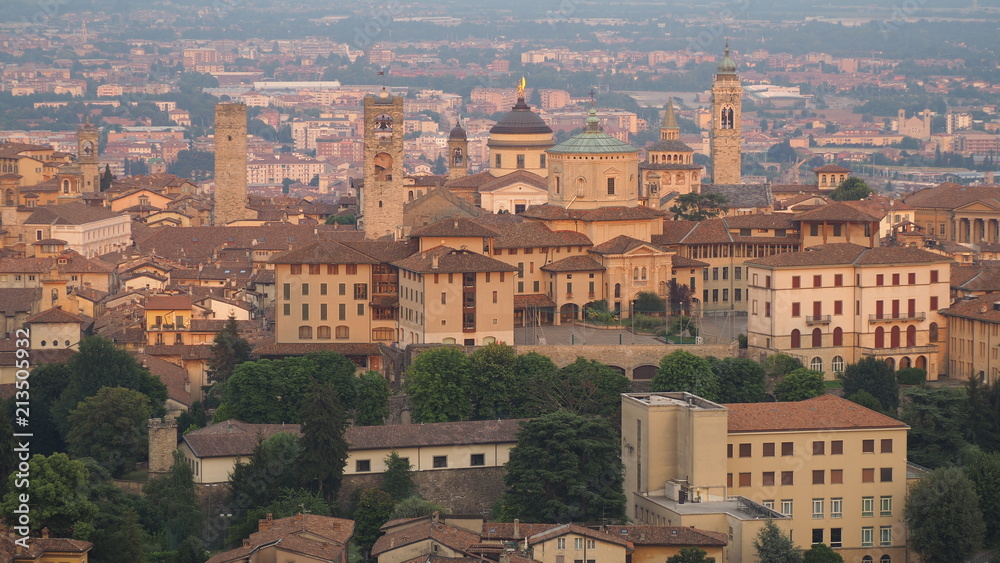 Bergamo. One of the beautiful city in Italy. Landscape on the old town from Saint Vigilio hill