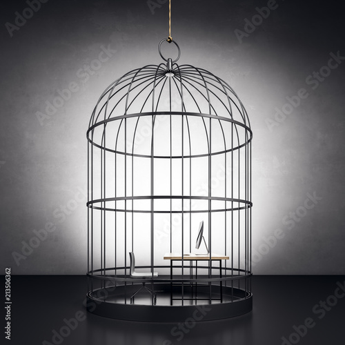 Fotografie, Tablou birdcage with workplace
