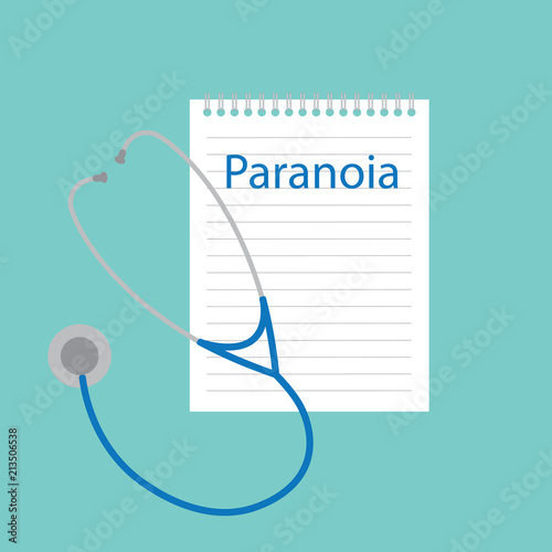 paranoia written in a notebook- vector illustration