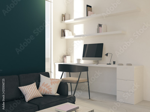 mockup black wall in hipster room