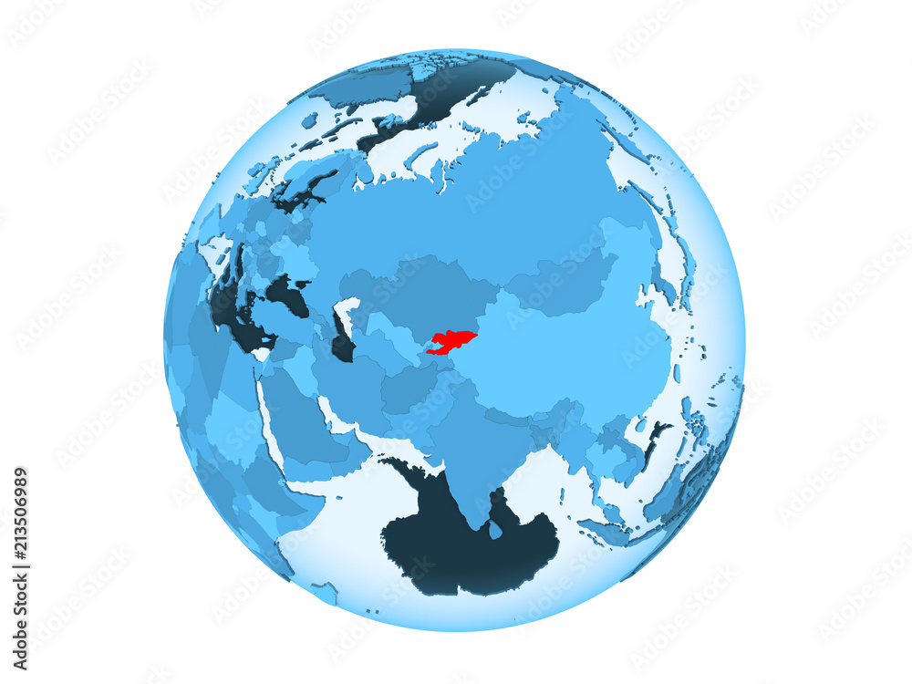Kyrgyzstan on blue globe isolated Kyrgyzstan on blue globe isolated