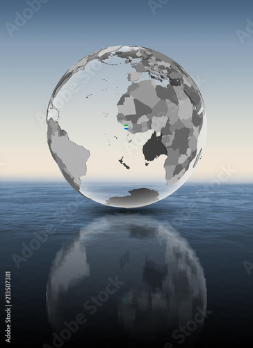 Sierra Leone on translucent globe above water
