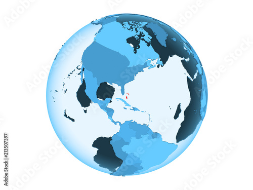 Bahamas on blue globe isolated