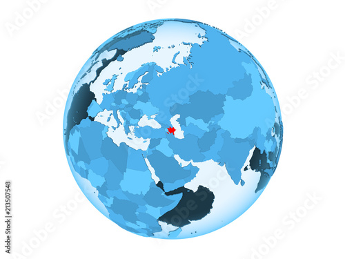 Azerbaijan on blue globe isolated