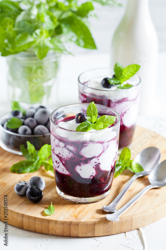 Homemade Yogurt With Crushed Blueberries
