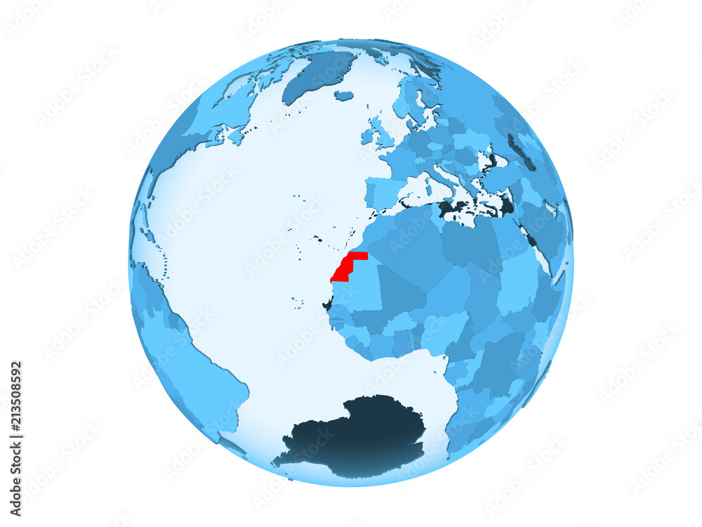 Western Sahara on blue globe isolated Western Sahara on blue globe isolated