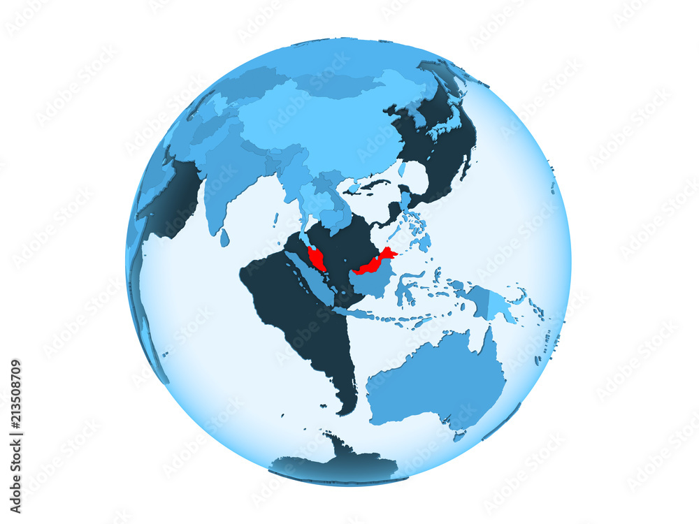 Malaysia on blue globe isolated Malaysia on blue globe isolated