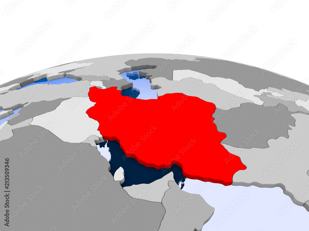 Fototapeta premium Iran on political globe