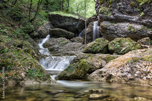 Fototapeta Small rapids and waterfalls at Hell (Pekel) gorge in Borovnica near Ljubljana