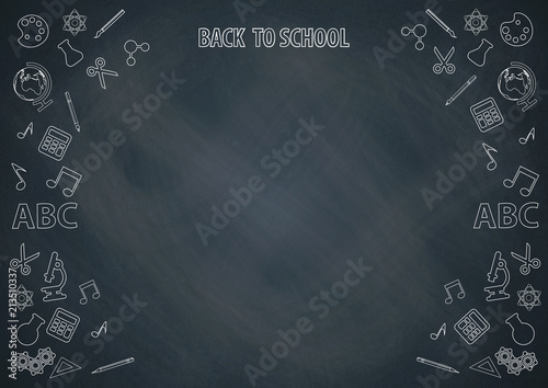 Back to school, Welcome to school with chalkboard background vector