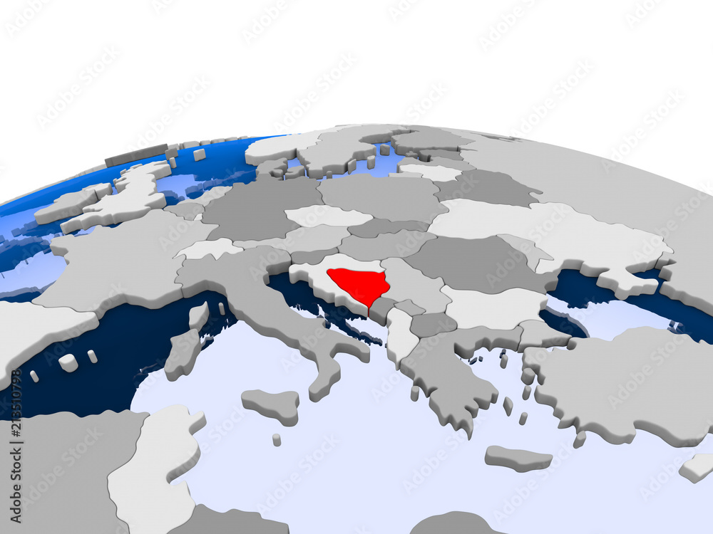 Bosnia and Herzegovina on political globe