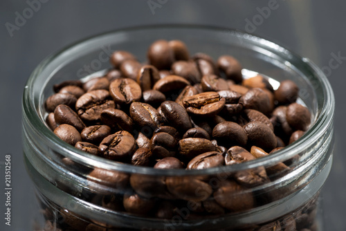 jar of coffee beans, concept photo, closeup