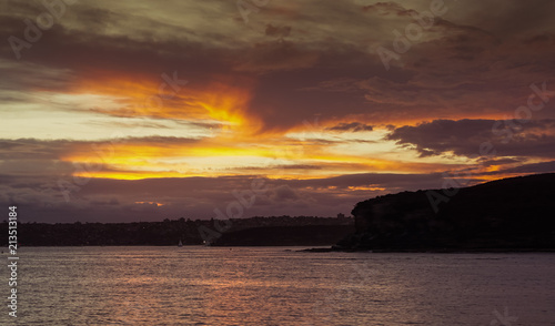 Beautiful sunset on the Sydney Harbour bay in Australia