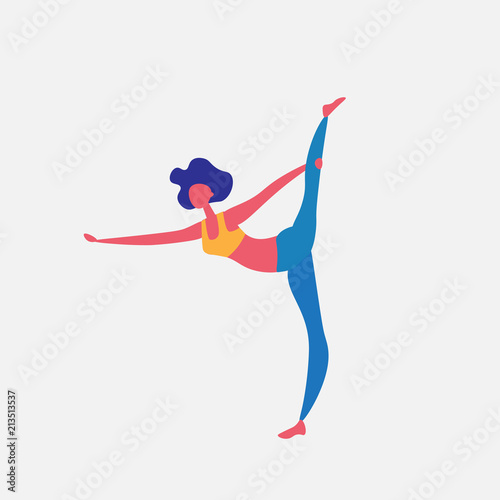 woman doing yoga exercises cartoon character sportswoman activities isolated healthy lifestyle concept full length flat vector illustration