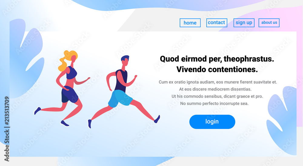 couple running cartoon character sport man woman activities isolated healthy lifestyle concept full length horizontal copy space flat vector illustration couple running cartoon character sport man woman activities isolated healthy lifestyle concept full length horizontal copy space flat vector illustration