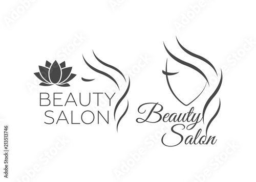 Beautiful woman vector logo template for hair salon. Logo vector cosmetic procedures, spa center